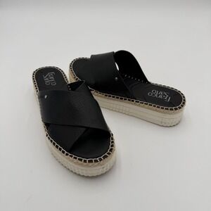 Franco Sarto Birch Espadrille Platform Slide Sandals Black Size 8 Slip On Summer